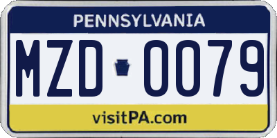 PA license plate MZD0079