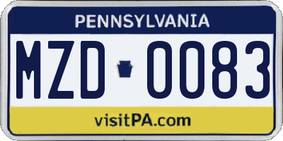 PA license plate MZD0083