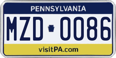 PA license plate MZD0086