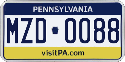 PA license plate MZD0088