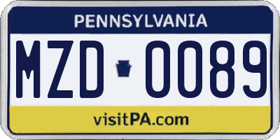 PA license plate MZD0089
