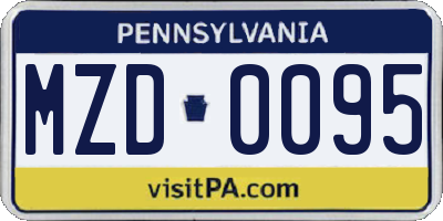 PA license plate MZD0095