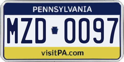 PA license plate MZD0097