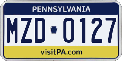 PA license plate MZD0127
