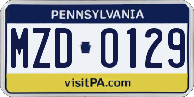 PA license plate MZD0129