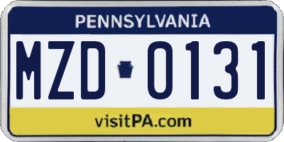PA license plate MZD0131