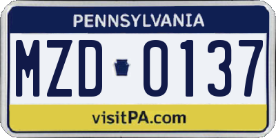 PA license plate MZD0137