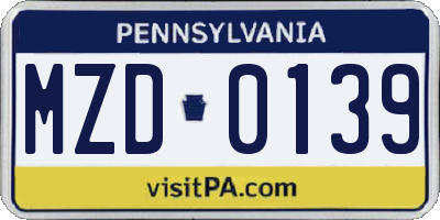 PA license plate MZD0139