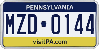 PA license plate MZD0144