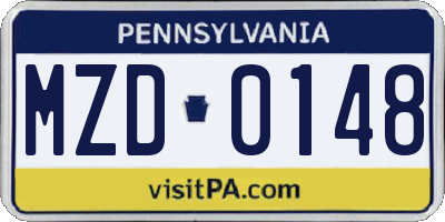 PA license plate MZD0148