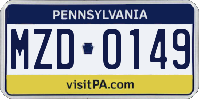 PA license plate MZD0149