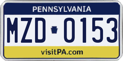 PA license plate MZD0153