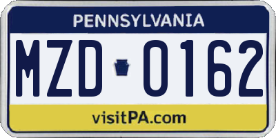 PA license plate MZD0162