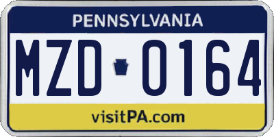 PA license plate MZD0164