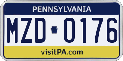 PA license plate MZD0176