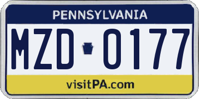 PA license plate MZD0177