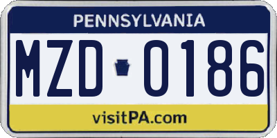 PA license plate MZD0186