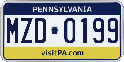 PA license plate MZD0199