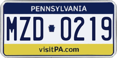 PA license plate MZD0219