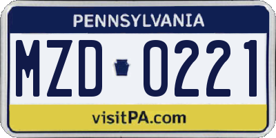 PA license plate MZD0221
