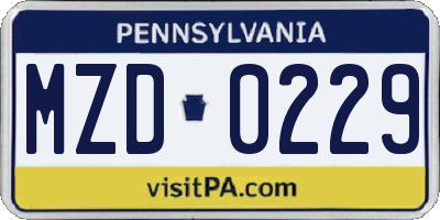 PA license plate MZD0229