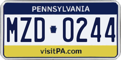 PA license plate MZD0244
