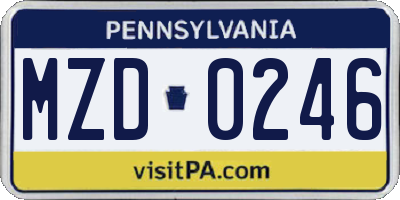 PA license plate MZD0246