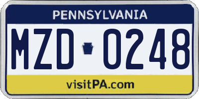 PA license plate MZD0248