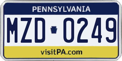 PA license plate MZD0249