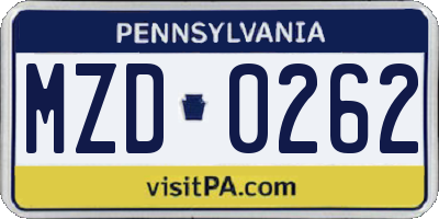 PA license plate MZD0262