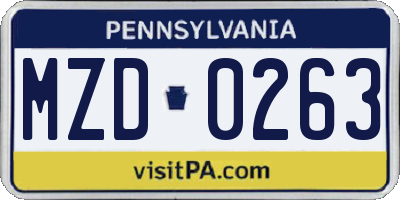 PA license plate MZD0263