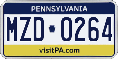 PA license plate MZD0264
