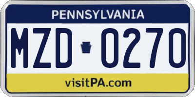 PA license plate MZD0270