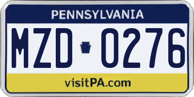 PA license plate MZD0276