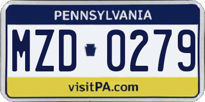PA license plate MZD0279