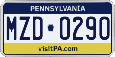 PA license plate MZD0290
