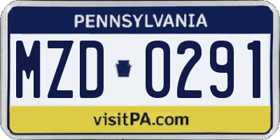 PA license plate MZD0291