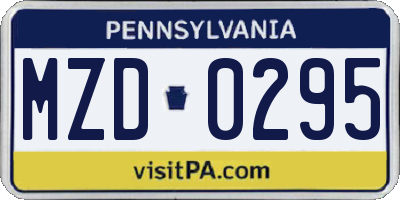 PA license plate MZD0295