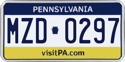 PA license plate MZD0297