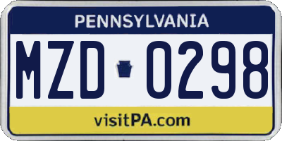 PA license plate MZD0298