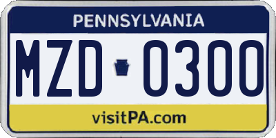 PA license plate MZD0300