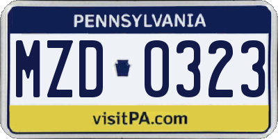 PA license plate MZD0323
