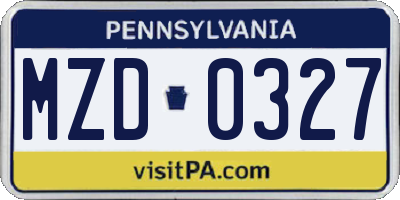 PA license plate MZD0327