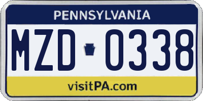 PA license plate MZD0338
