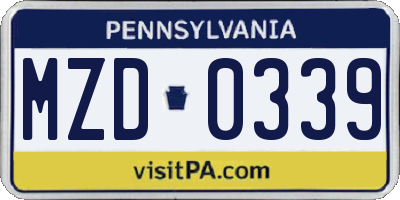 PA license plate MZD0339