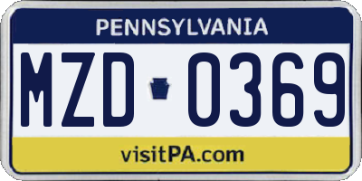 PA license plate MZD0369