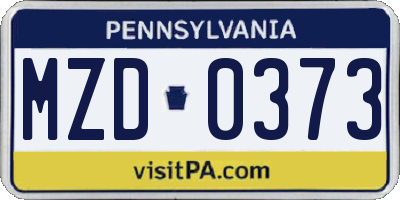 PA license plate MZD0373