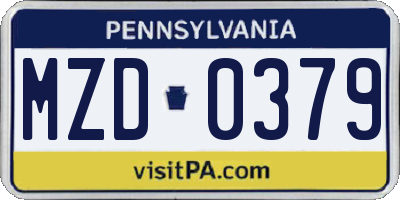 PA license plate MZD0379