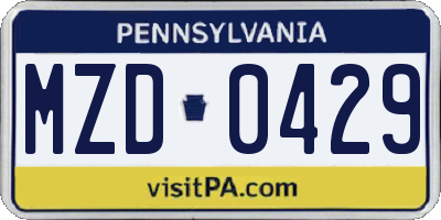 PA license plate MZD0429