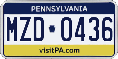 PA license plate MZD0436